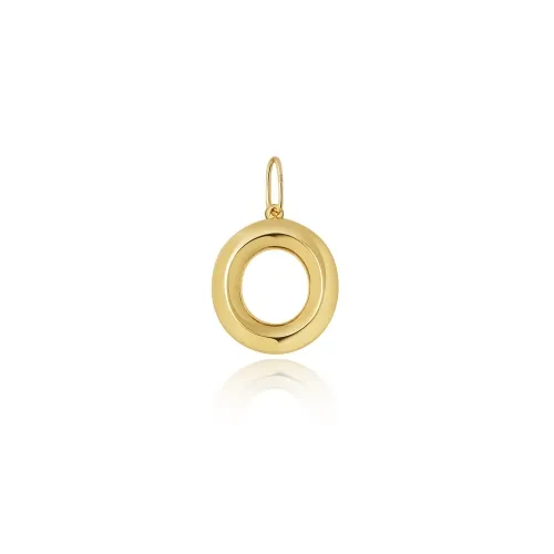 9ct Yellow Gold Initial Pendant O 13.2 X13.9mm